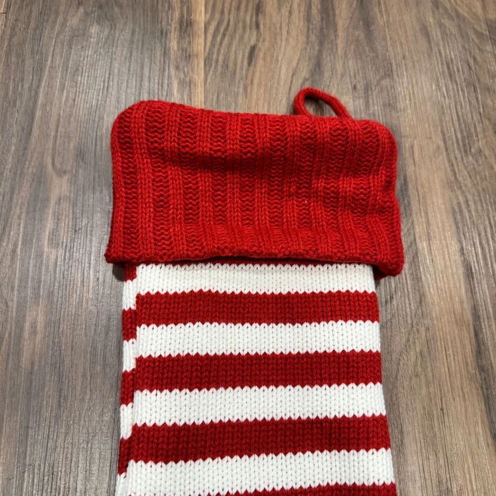 Wondershop Target Knit Striped Monogram Christmas Stocking Red‎ White Letter T